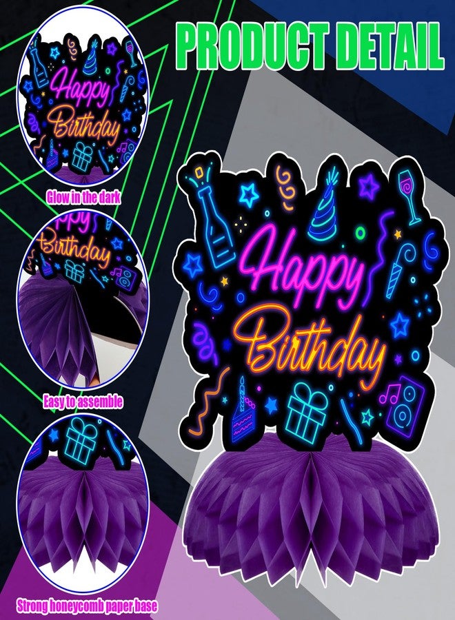 Chinco 6 Pcs Glow Party Birthday Centerpieces Neon Birthday Decorations Honeycomb Centerpieces for Tables Neon Party Supplies(Vibrant) - Image 3